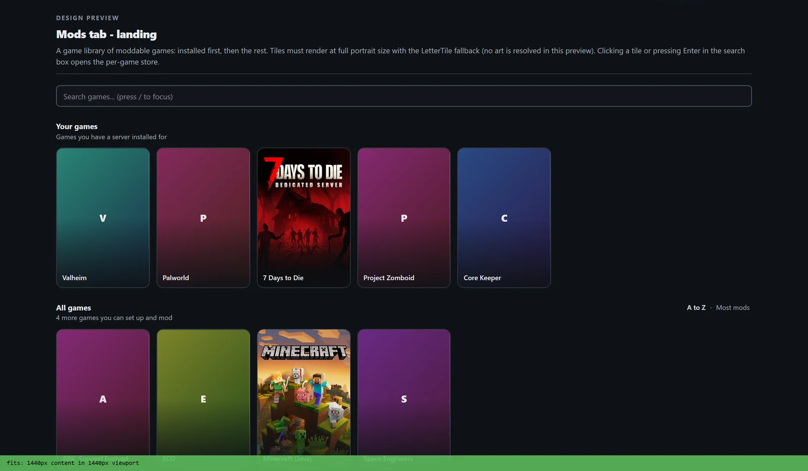 Mods tab showing a source selector at the top and a grid of mod cards with install buttons